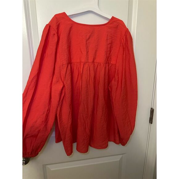 A New Day Women's Long Sleeve V-Neck Blouse Red Size L Casual NWT - Picture 3 of 9